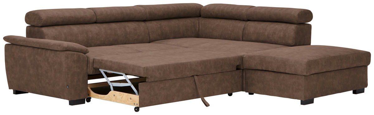 ECKSOFA Braun Lederlook  - Schwarz/Braun, Design, Kunststoff/Textil (263/230cm) - Hom`in
