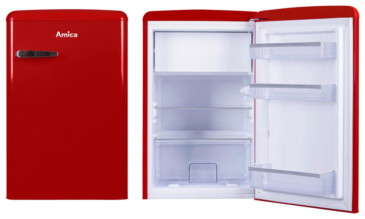 KÜHLSCHRANK 55/86/61,5 cm KS 15610 R  - Rot, Basics, Glas/Metall (55/86/61,5cm) - Amica