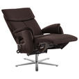 RELAXSESSEL in Leder Dunkelbraun  - Edelstahlfarben/Dunkelbraun, Design, Leder/Metall (70/124/85cm) - Cantus