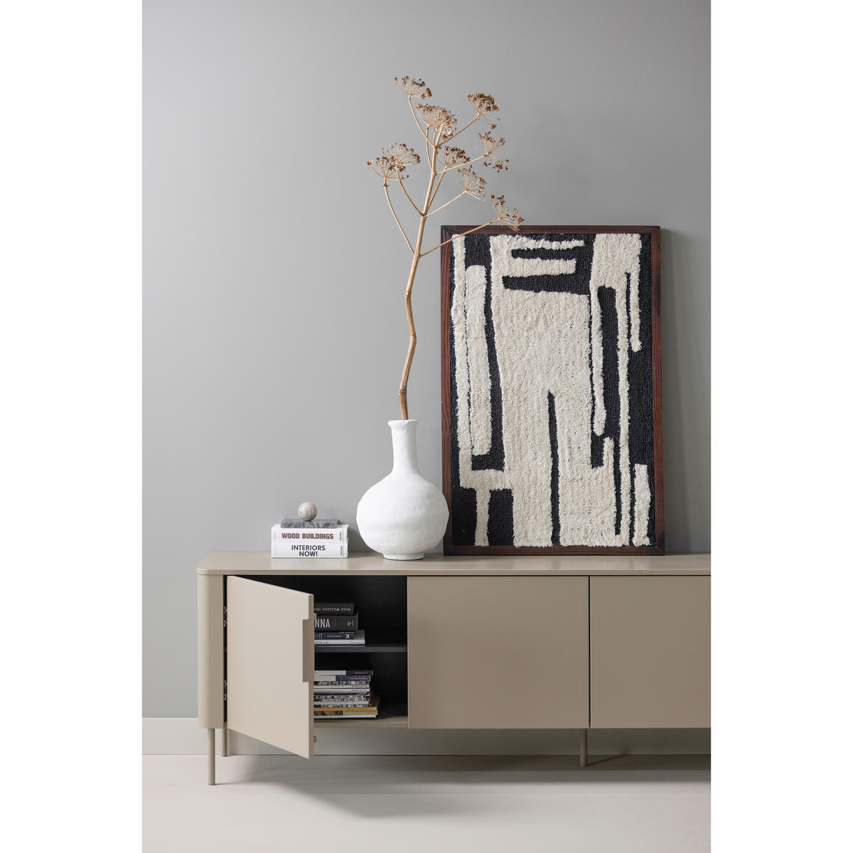 LOWBOARD Gunnar 200/56/44 cm  stehend, hängend  - Schlammfarben/Schwarz, Design, Holz/Metall (200/56/44cm) - Livetastic