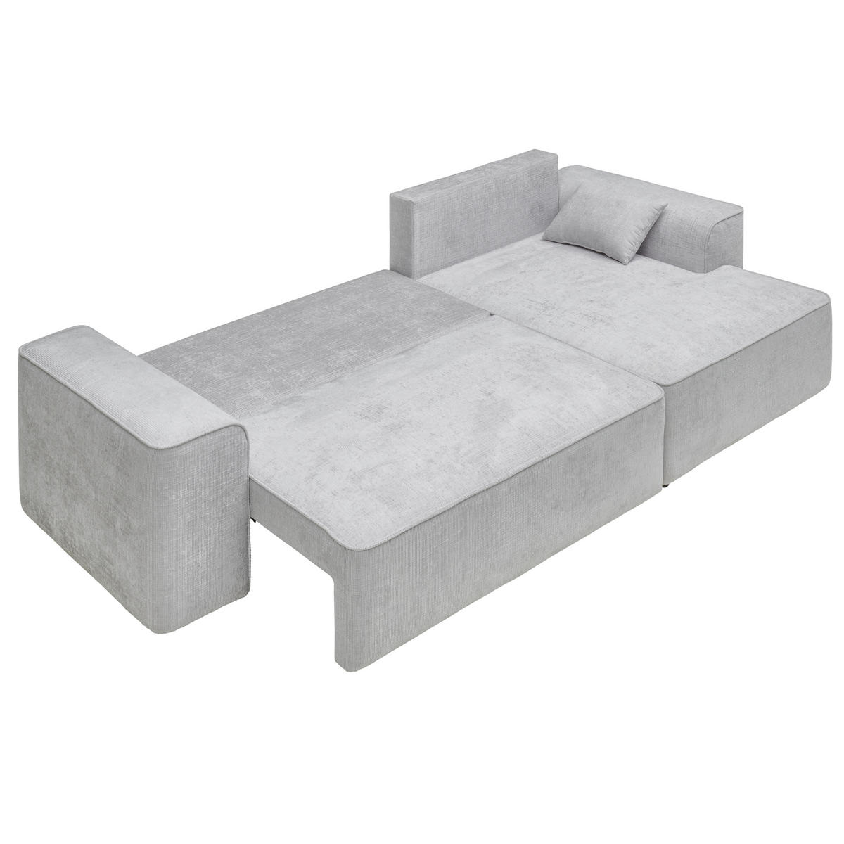 ECKSOFA Grau Plüsch  - Blaugrau/Schwarz, Design, Kunststoff/Textil (152/288cm) - Xora