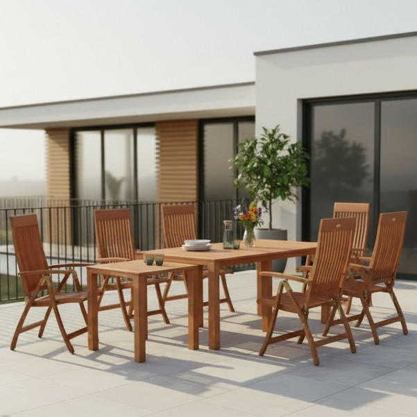 GARTENSET 8-teilig EukalyptusholzHartholz 8-teilig  - Naturfarben, KONVENTIONELL, Holz - Gardenson