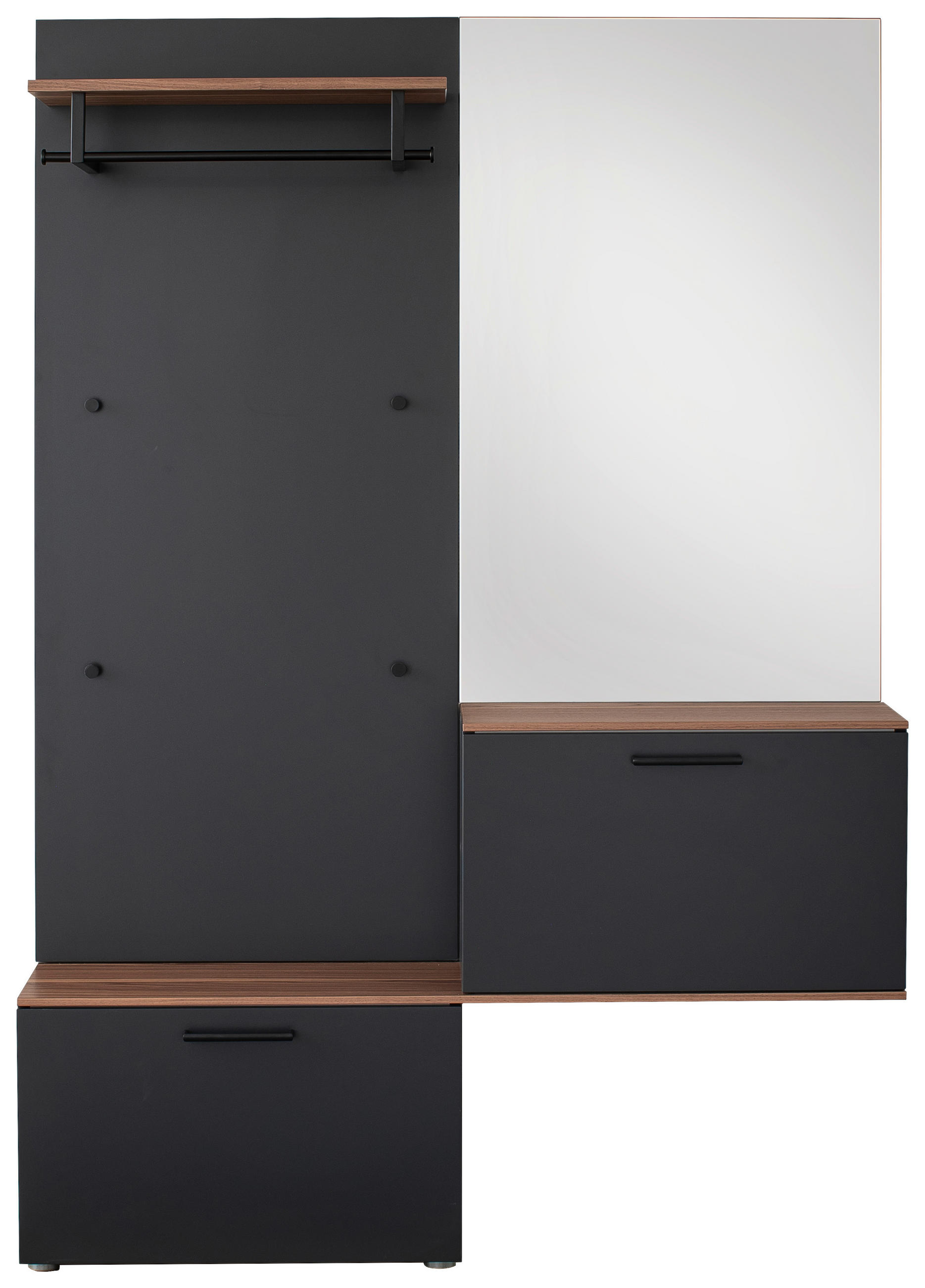 GARDEROBE 4-teilig in 136/198/29 cm - Anthrazit/Nussbaumfarben, Design, Holzwerkstoff (136/198/29cm) - Moderano