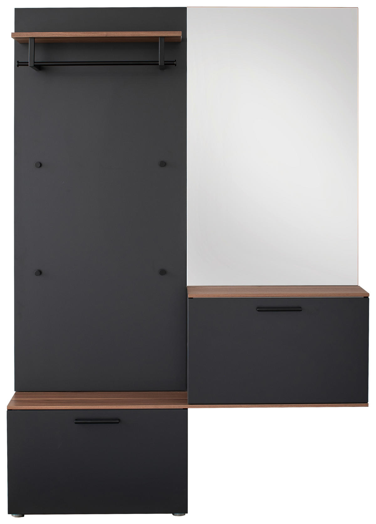 GARDEROBE 4-teilig  in 136/198/29 cm  - Anthrazit/Nussbaumfarben, Design, Holzwerkstoff (136/198/29cm) - Moderano