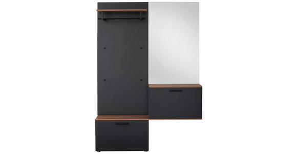 GARDEROBE 4-teilig  in 136/198/29 cm  - Anthrazit/Nussbaumfarben, Design, Holzwerkstoff (136/198/29cm) - Moderano