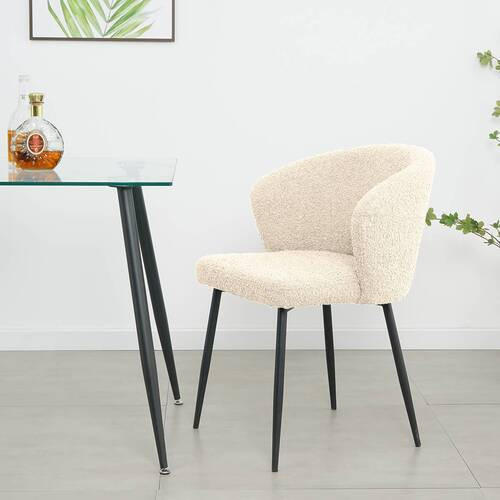 STUHL Bouclé Creme - Creme/Schwarz, LIFESTYLE, Textil/Metall (57/82/59cm) - home24