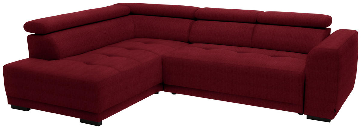ECKSOFA in Chenille Rot  205/284 cm  - Rot/Schwarz, Design, Kunststoff/Textil (205/284cm) - Xora