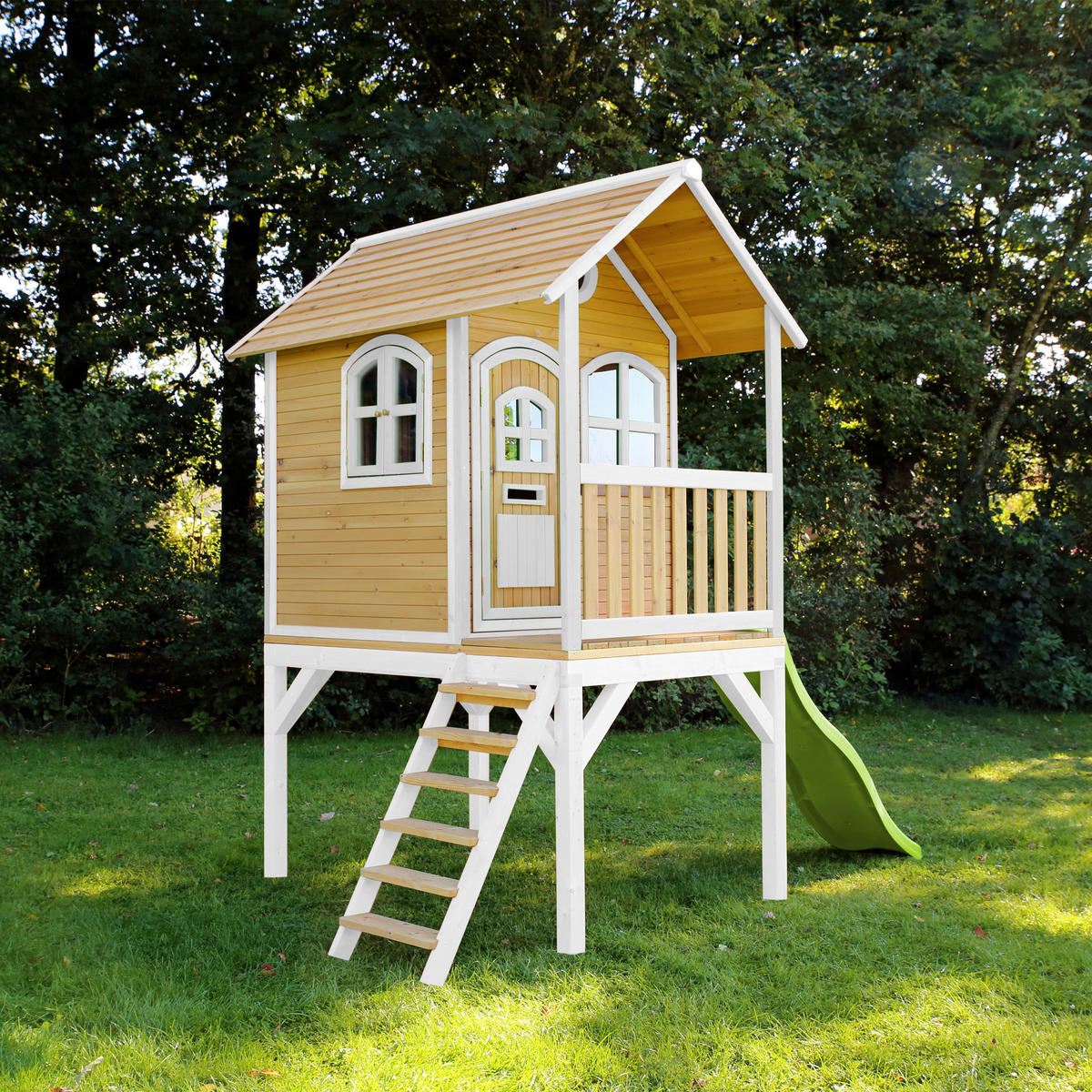 SPIELHAUS 318/272/191 cm  - Braun/Weiß, KONVENTIONELL, Holz (318/272/191cm) - Ambia Garden
