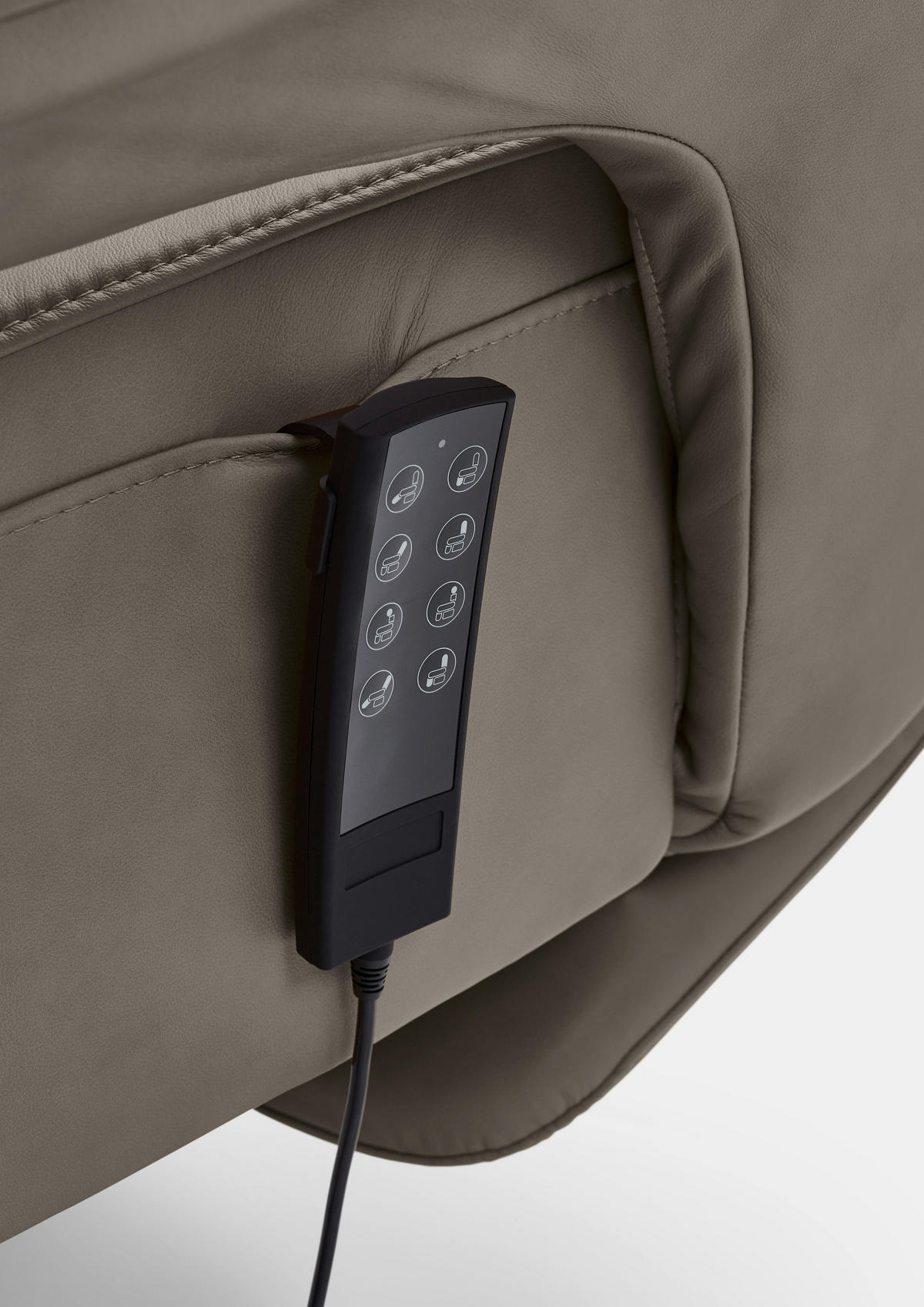 RELAXSESSEL in Leder Graubraun  - Graubraun/Schwarz, Design, Leder/Metall (83/123/87cm) - Valdera