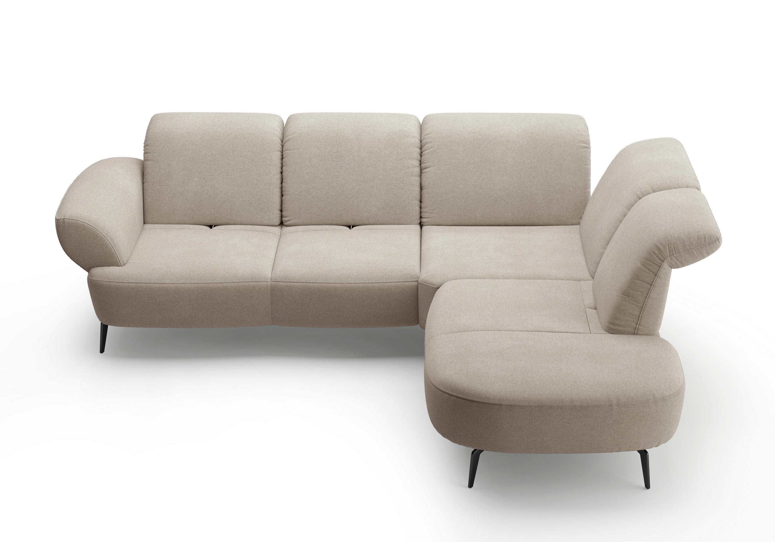 ECKSOFA in Mikrofaser Beige  - Beige/Schwarz, Modern, Textil/Metall (302/270cm) - Sit & More