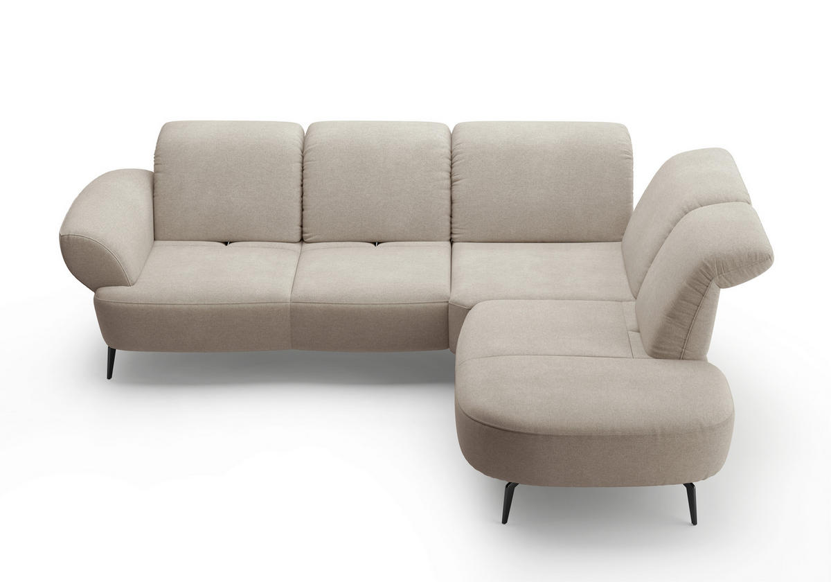 ECKSOFA in Mikrofaser Beige  - Beige/Schwarz, Modern, Textil/Metall (302/270cm) - Sit & More