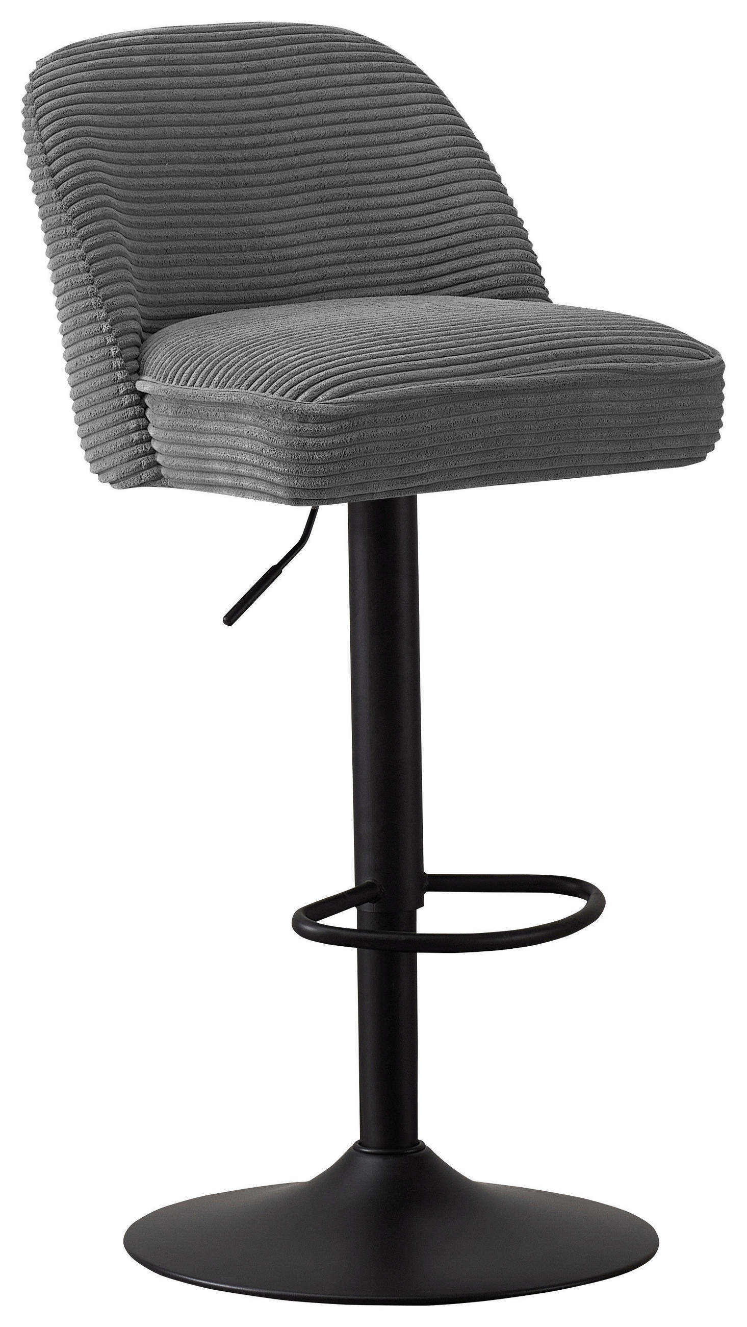 Scaun de bar in metal, textil negru, gri închis  - gri închis/negru, Design, metal/textil (46/90-112/50cm) - Xora