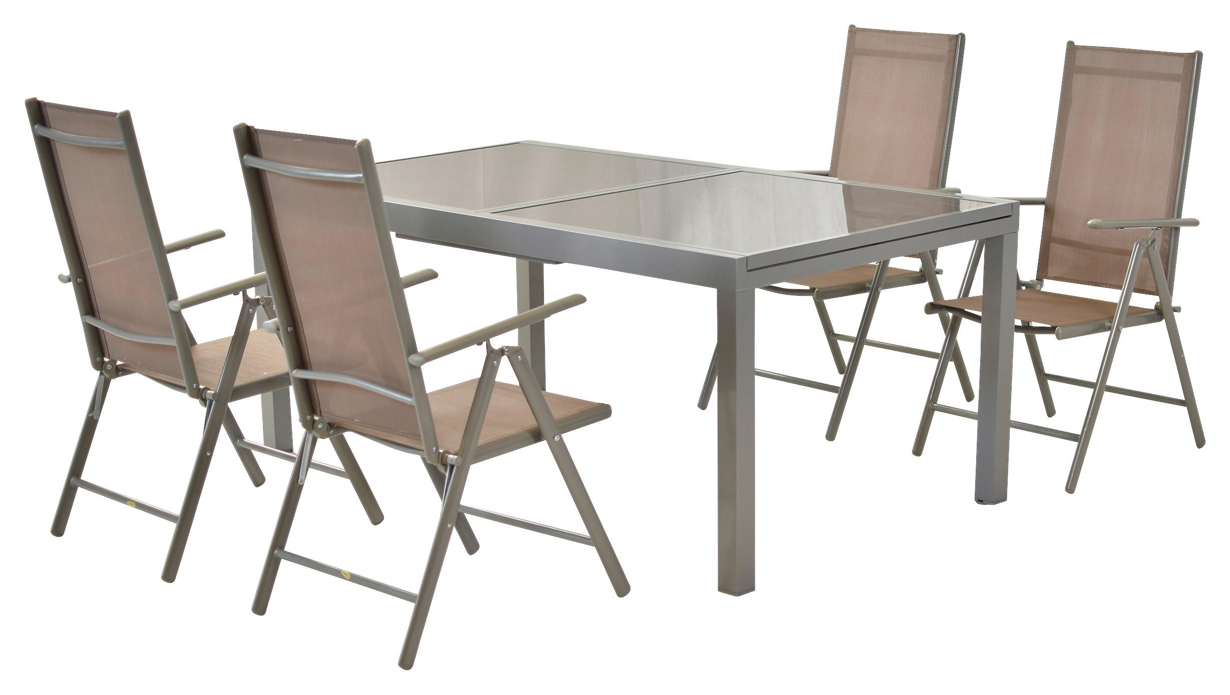 GARTENSET 5-teilig Aluminium 5-teilig  - Taupe/Silberfarben, MODERN, Textil/Metall - Gardenson