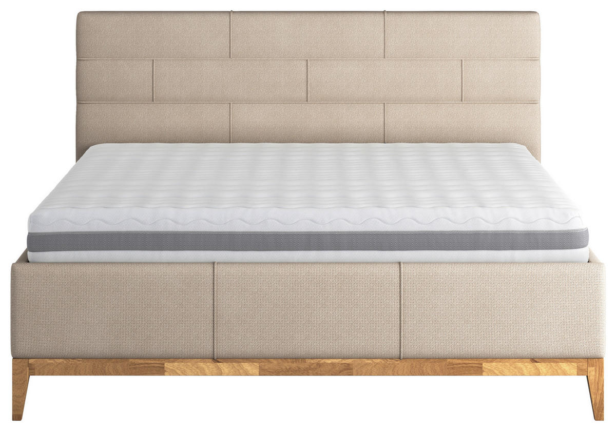 POLSTERBETT Lattenrost, Bettkasten, Matratzen 160/200 cm  in Beige  - Eichefarben/Anthrazit, MODERN, Holz/Holzwerkstoff (160/200cm) - MID.YOU