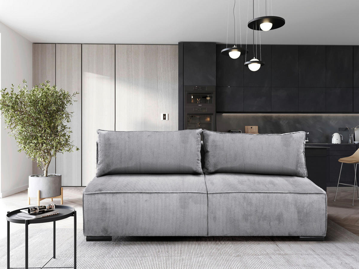 SCHLAFSOFA  mit Bettkasten erhältlich, Bettfunktion erhältlich Struktur Grau  - Schwarz/Grau, Design, Kunststoff/Textil (202/90/99cm) - MID.YOU
