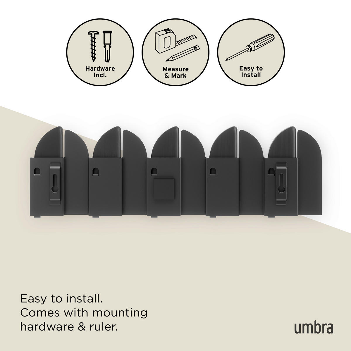 DRŽAČ ZA TAŠNE - crna, Osnovno, drvo/metal (43/2/14cm) - Umbra