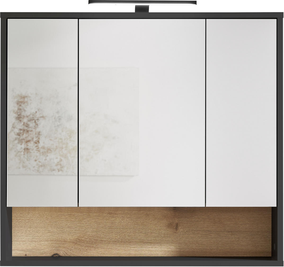 SPIEGELSCHRANK 80/72/21 cm  - Eichefarben/Anthrazit, KONVENTIONELL, Glas/Holzwerkstoff (80/72/21cm) - home24