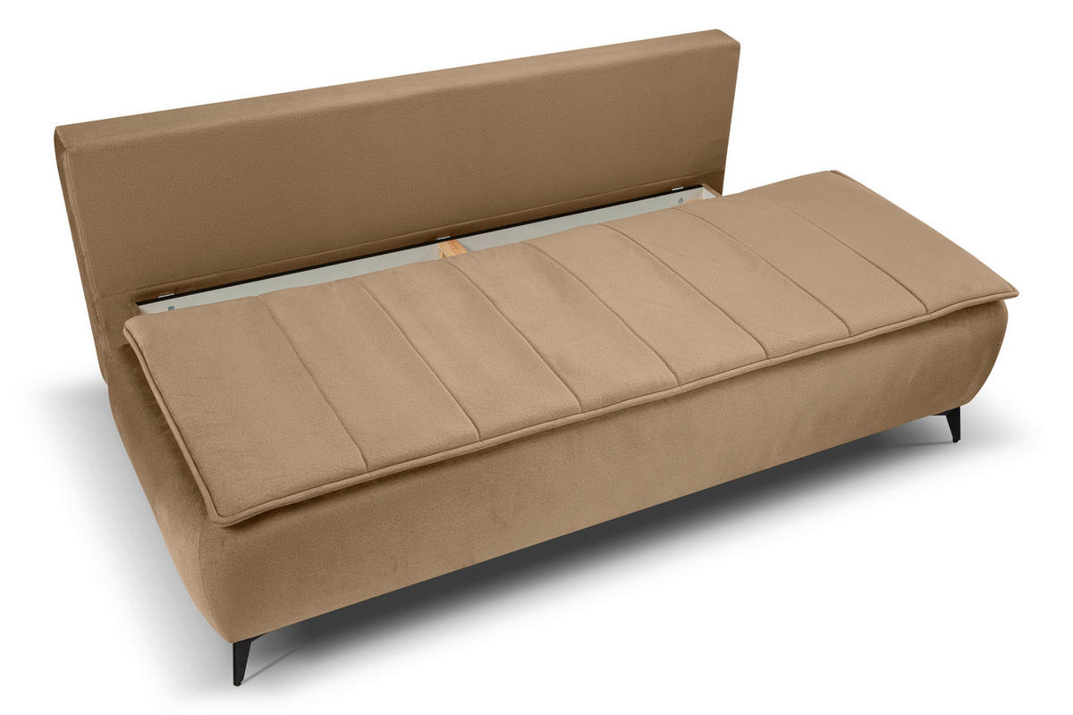 SCHLAFSOFA SENDI  mit Beigebraun  - Beigebraun/Schwarz, Basics, Textil/Metall (210/103/90cm) - MID.YOU