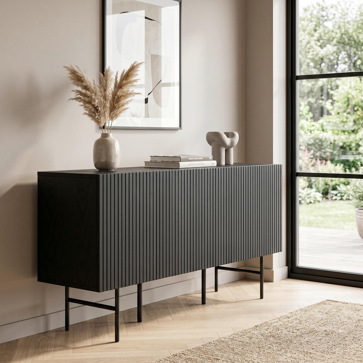 SIDEBOARD  150/75/42 cm  - Schwarz, Design, Holzwerkstoff/Metall (150/75/42cm) - Livetastic