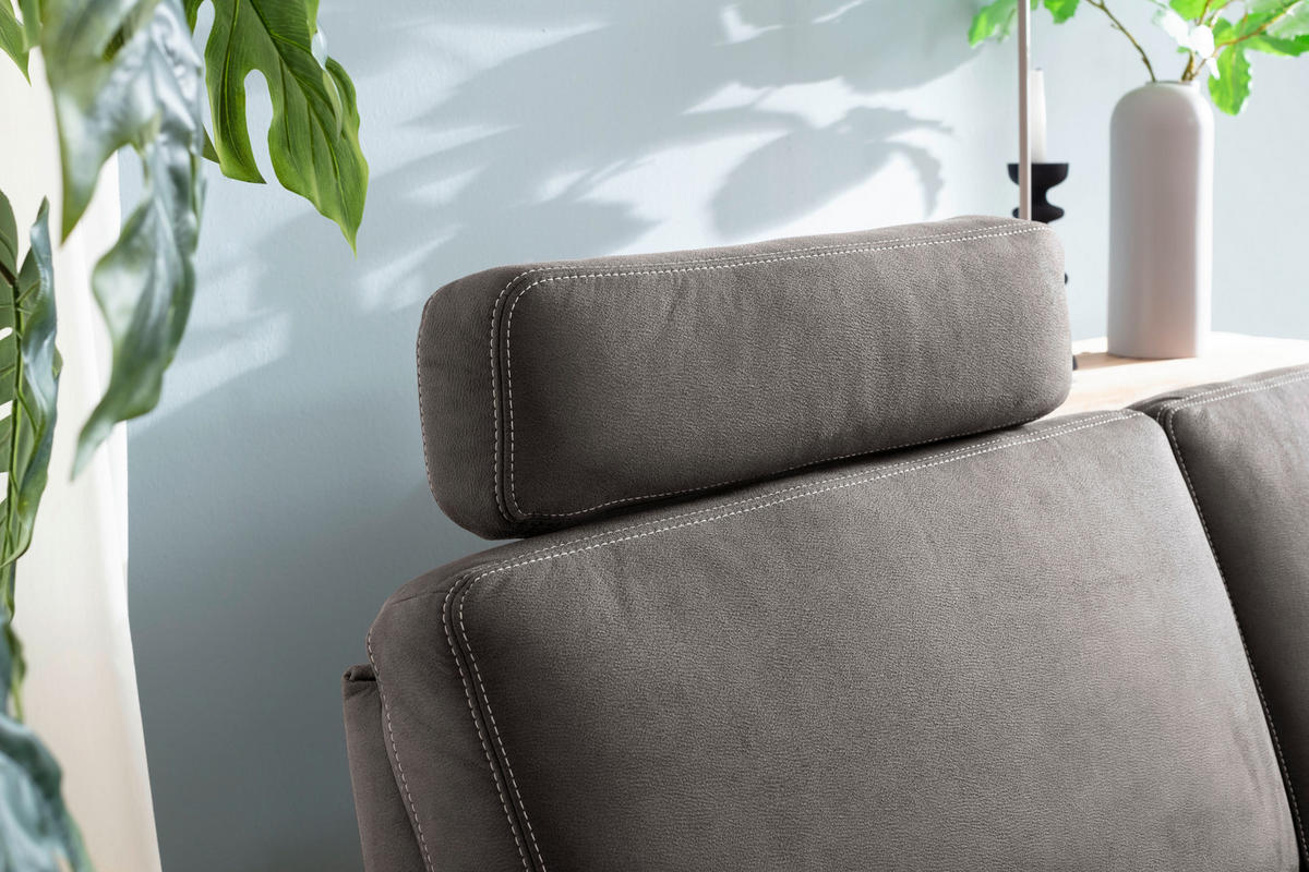 ECKSOFA in Mikrofaser Anthrazit  - Anthrazit/Beige, Design, Holz/Textil (185/276cm) - Pure Home Lifestyle