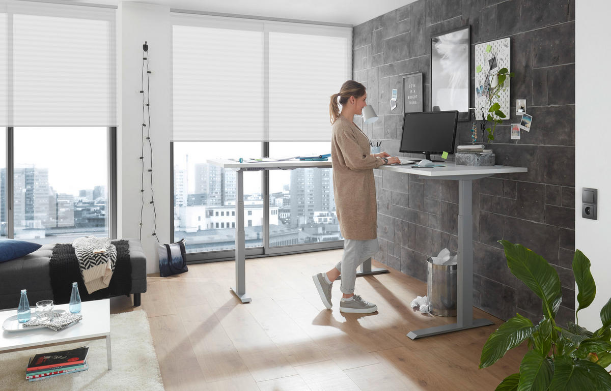 ROHOVÝ PÍSACÍ STÔL, sivá, svetlosivá, 185/177/64-129 cm - sivá/svetlosivá, Design, kov/kompozitné drevo (185/177/64-129cm) - Livetastic