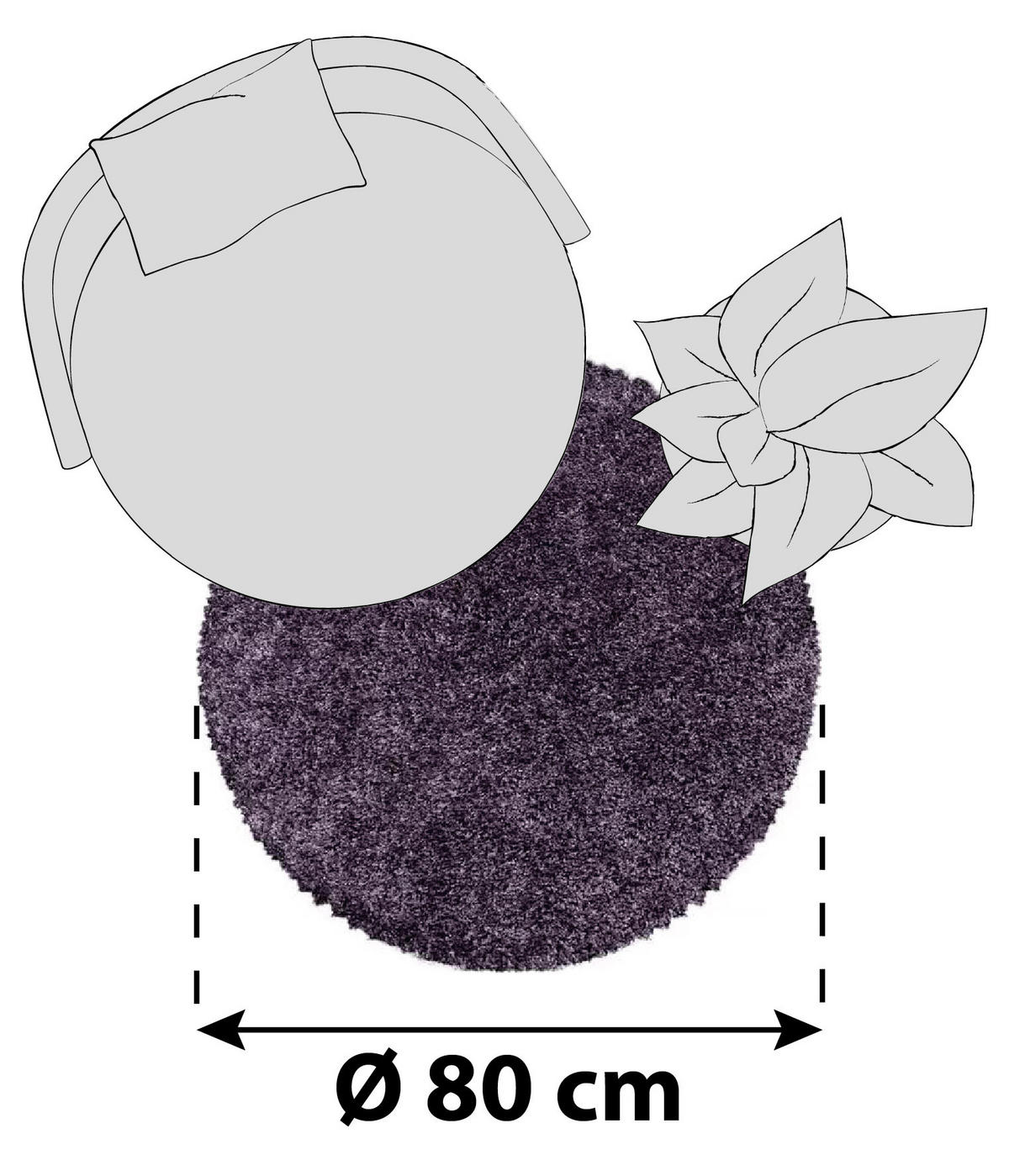 HOCHFLORTEPPICH 80 cm Sydney 3000 violett Violett  - Violett, Basics, Textil (80cm)