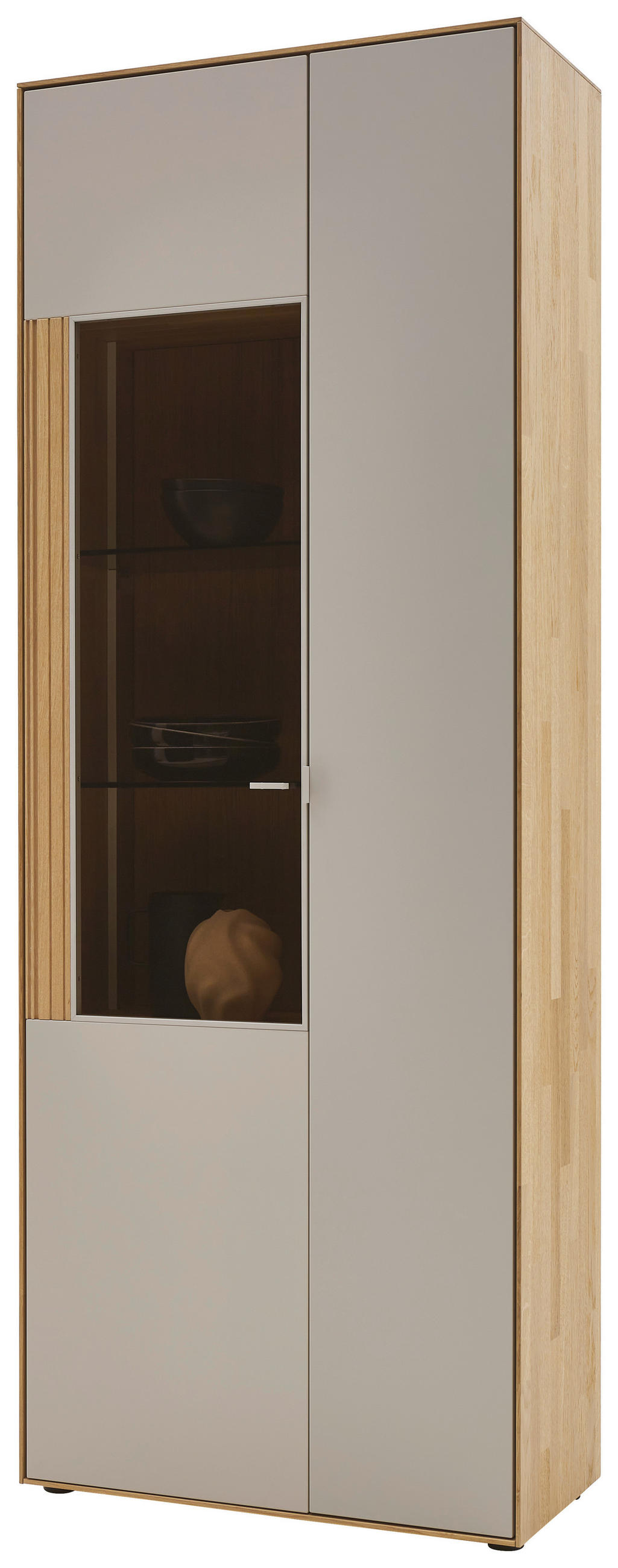 VITRINE  in massiv Wildeiche Kaschmir, Wildeiche - Kaschmir/Wildeiche, Design, Glas/Holz (76,9/205,5/37,1cm) - Dieter Knoll