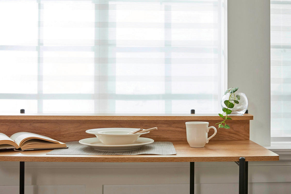 SCHREIBTISCH 120/46/85,5 cm  in Naturfarben, Schwarz  - Schwarz/Naturfarben, Design, Holzwerkstoff/Metall (120/46/85,5cm) - Livetastic