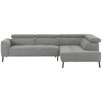 ECKSOFA in Feincord Hellgrau  - Hellgrau/Schwarz, Design, Textil/Metall (280/205cm) - MID.YOU