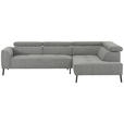 ECKSOFA Hellgrau Feincord  - Hellgrau/Schwarz, Design, Textil/Metall (280/205cm) - Xora