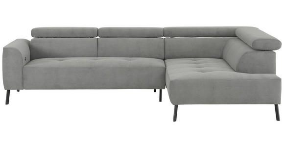 ECKSOFA Hellgrau Feincord - Hellgrau/Schwarz, Design, Textil/Metall (280/205cm) - Xora