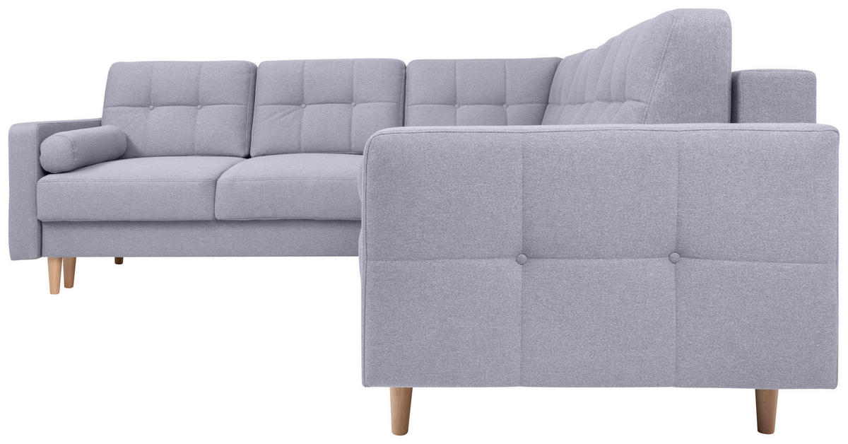 ECKSOFA in Flachgewebe Hellgrau  - Eiche Wotan/Hellgrau, Konventionell, Holz/Textil (242/242cm) - MID.YOU