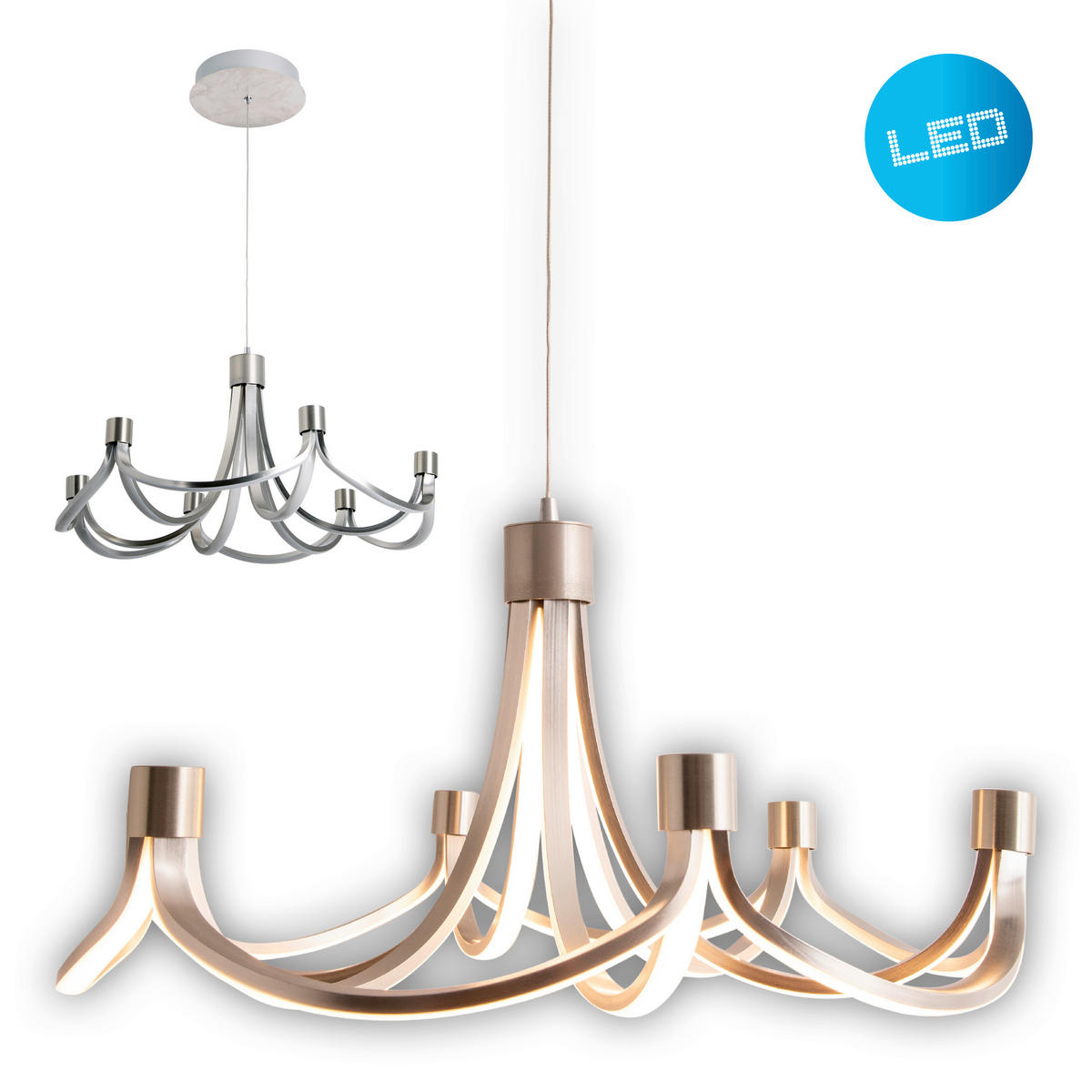 LED-HÄNGELEUCHTE 55 cm  - Silberfarben/Weiß, Design, Kunststoff/Metall (55cm) - Näve