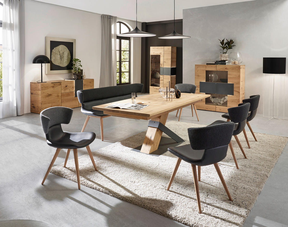 COMODĂ CU UȘI 192,2/82/48,2 cm  - culoare lemn stejar/antracit, Natur, metal/lemn (192,2/82/48,2cm) - Voglauer