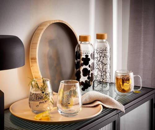 TRINKFLASCHE 1,03 L  - Klar/Transparent, Basics, Glas/Holz (8/25/8cm) - Disney