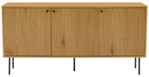 SIDEBOARD Schwarz, Eichefarben Einlegeboden  - Eichefarben/Schwarz, Design, Holzwerkstoff/Metall (150/75/40cm) - Carryhome