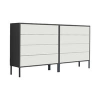 SIDEBOARD Mailand Set 1 + MF 158/86/33 cm 8 Schublade(n)  - Anthrazit/Weiß, MODERN, Holzwerkstoff/Metall (158/86/33cm) - MID.YOU