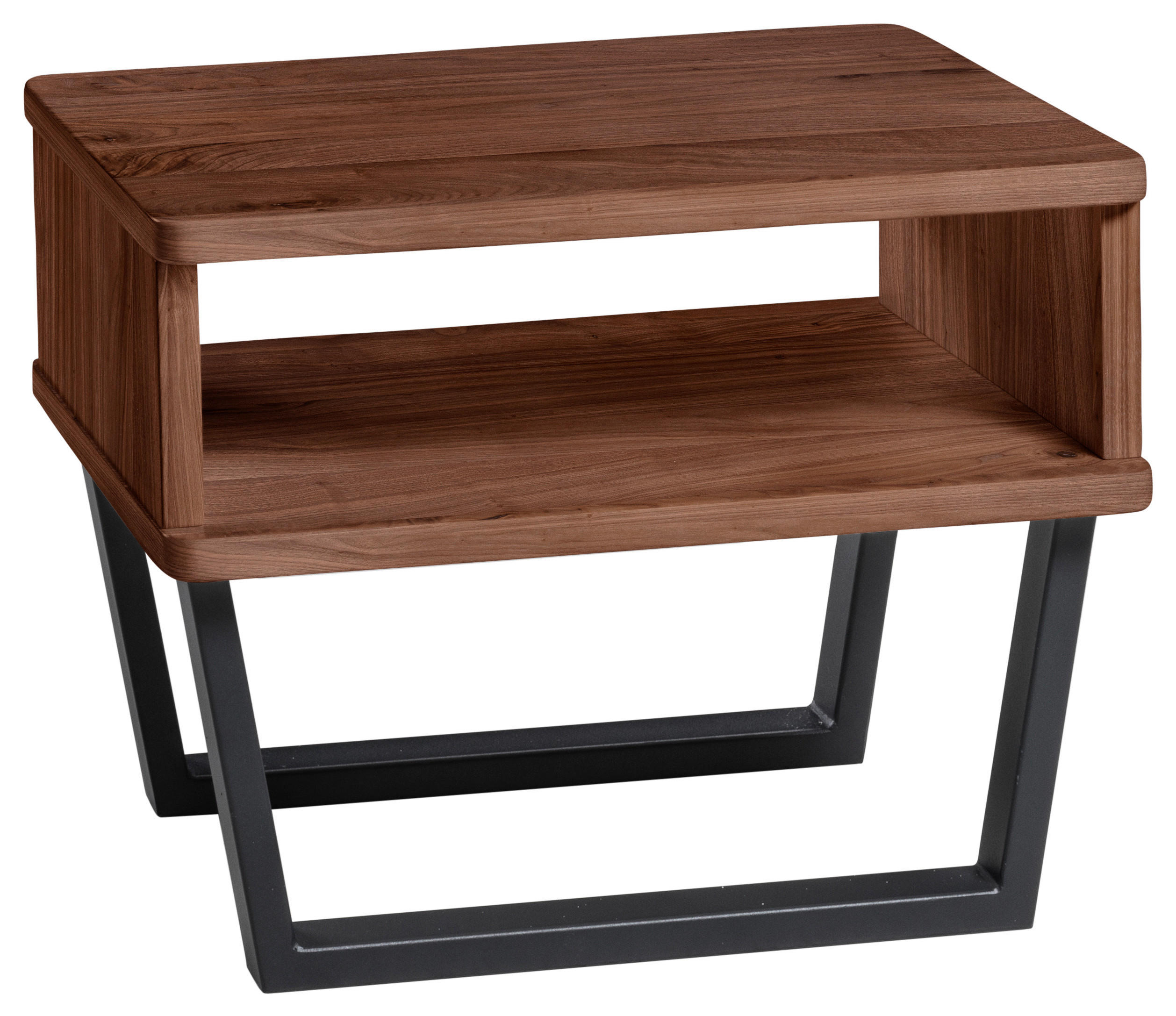 NACHTKÄSTCHEN in massiv Nussbaum Nussbaumfarben  - Anthrazit/Nussbaumfarben, Design, Holz/Metall (48/36/38cm) - Hasena
