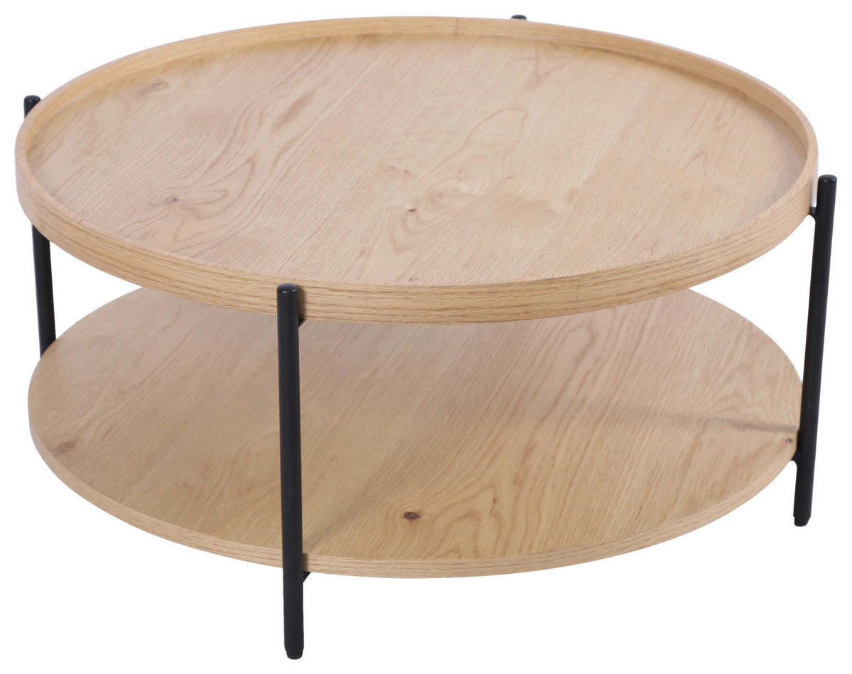 SOFFBORD i trä, metall, trämaterial 84/84/38 cm  - svart/ekfärgad, Natur, metall/trämaterial (84/84/38cm) - Stylife