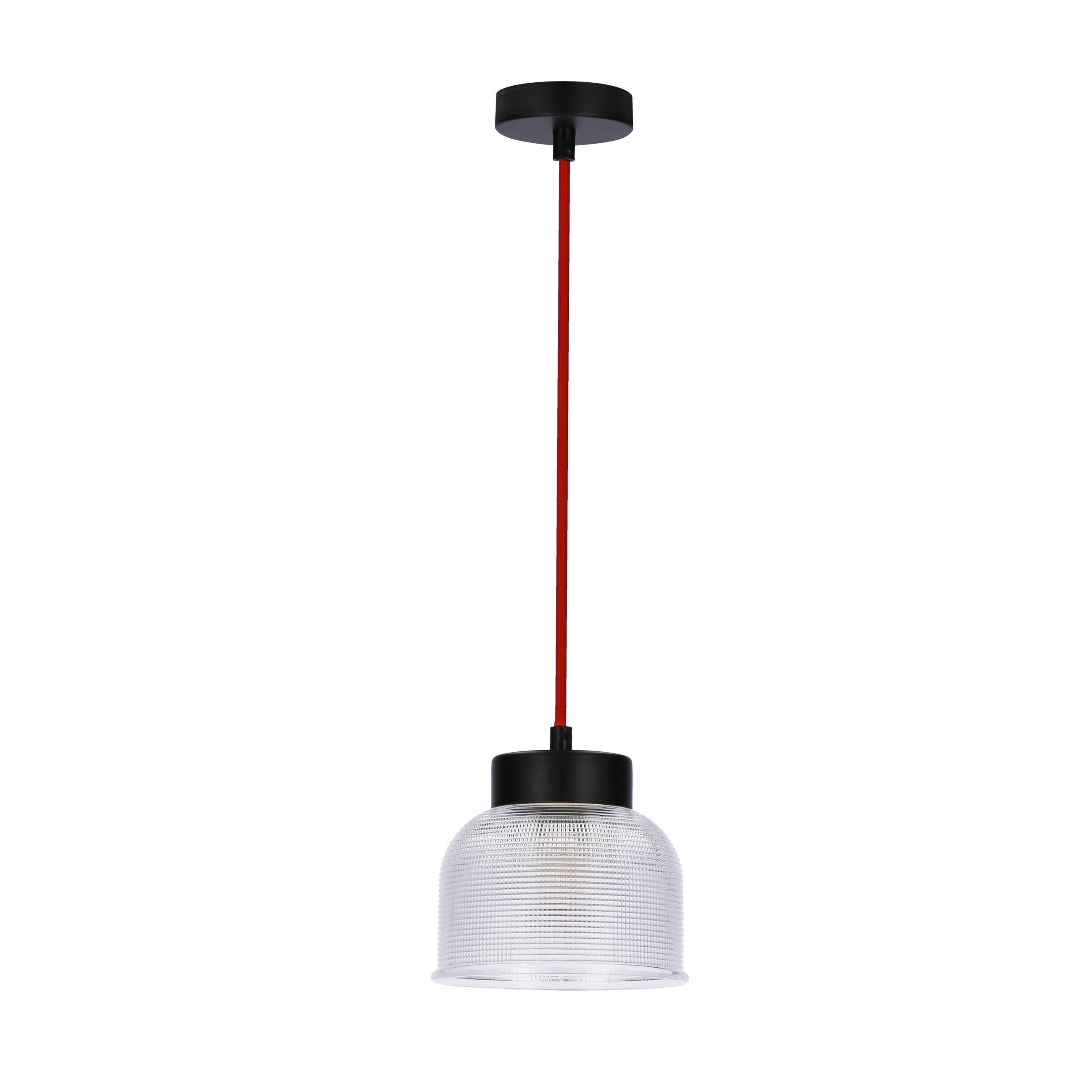 PENDELLEUCHTE 14.5/14.5/90 cm  - Transparent/Rot, Trend, Glas/Metall (14.5/14.5/90cm)