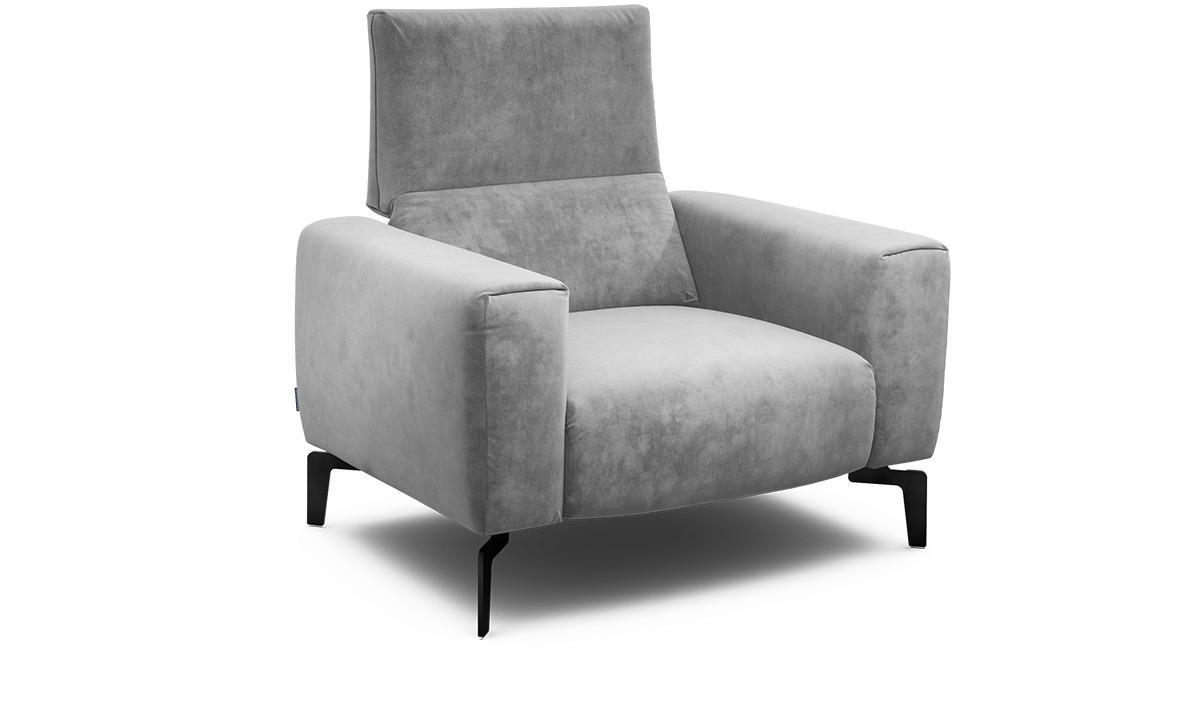 SESSEL Samt Hellgrau    - Hellgrau/Schwarz, Design, Textil/Metall (110/85/86-94cm) - SENSOO