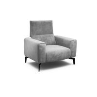 SESSEL in Samt Hellgrau  - Hellgrau/Schwarz, Design, Textil/Metall (110/85/86-94cm) - SENSOO
