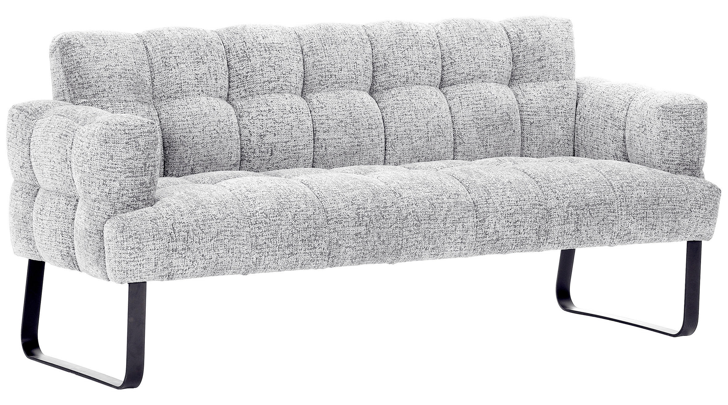 SITZBANK 200/91/78 cm Chenille Weiß Metall  - Schwarz/Weiß, Design, Textil/Metall (200/91/78cm) - Novel