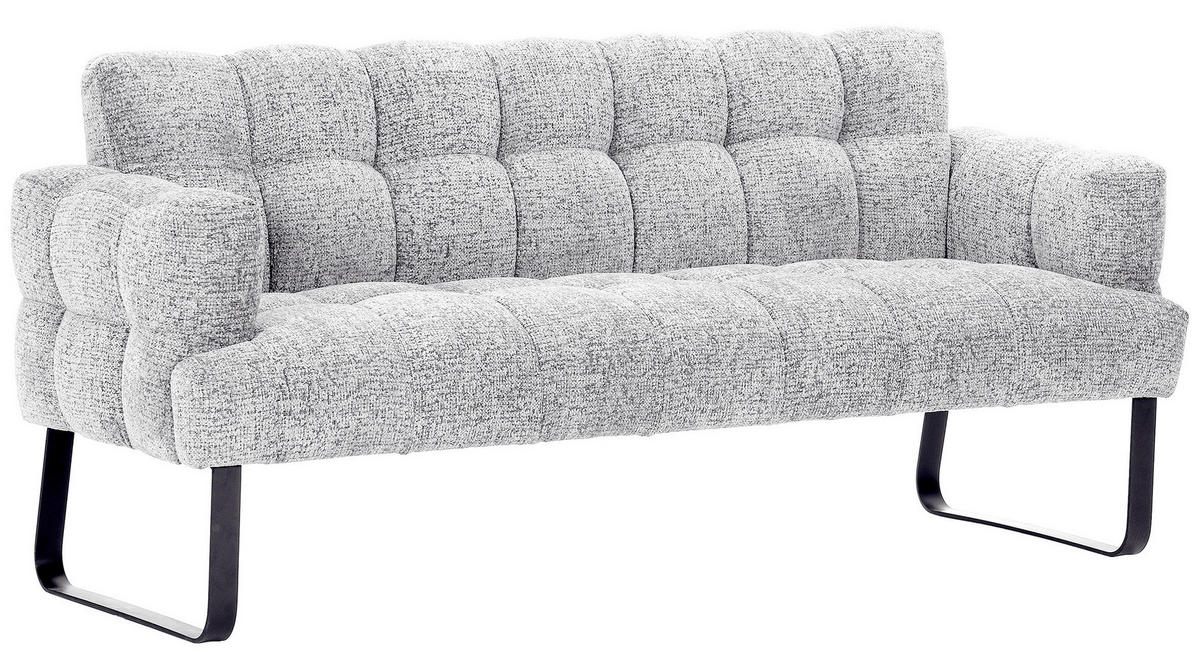 SITZBANK 200/91/78 cm Chenille Weiß Metall  - Schwarz/Weiß, Design, Textil/Metall (200/91/78cm) - Novel