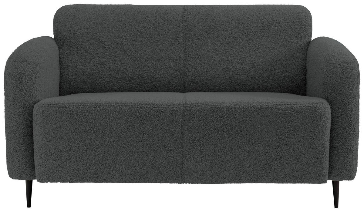 2-SITZER-SOFA Teddystoff Anthrazit  - Anthrazit/Schwarz, MODERN, Textil/Metall (140/76/90cm) - Livetastic
