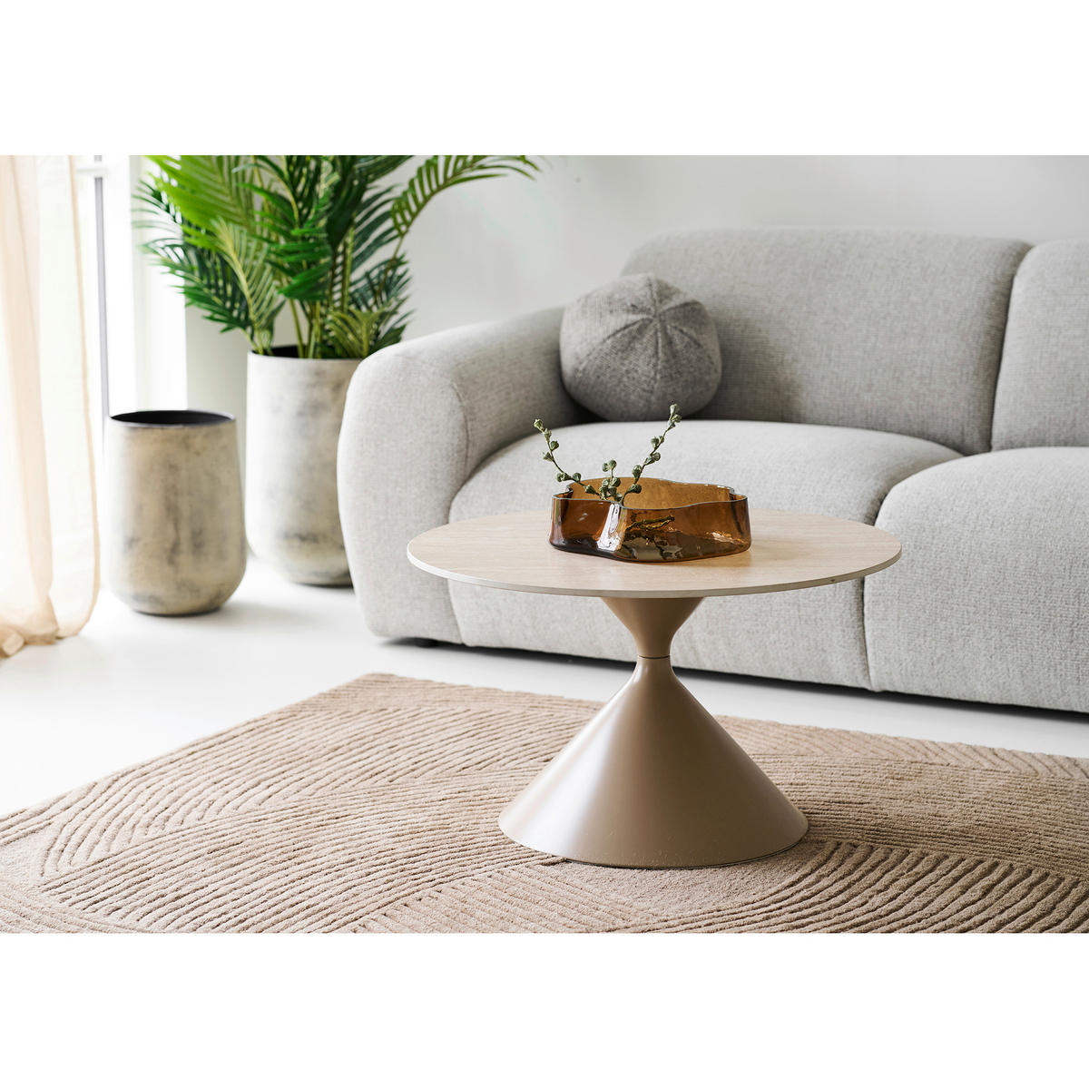 COUCHTISCH Annecy 70/70/41 cm rund Sandfarben  - Sandfarben, Design, Stein/Metall (70/70/41cm) - MID.YOU