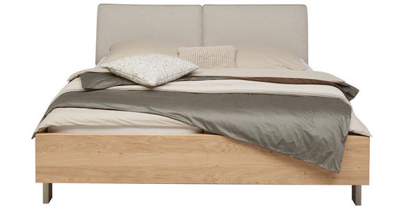 BETT 180/200 cm,  in Taupe, Eichefarben,  - Taupe/Eichefarben, Design, Metall (180/200cm) - Dieter Knoll