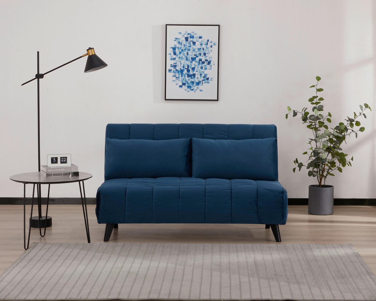 SCHLAFSOFA Samt Dunkelblau  - Schwarz/Dunkelblau, Design, Holz/Textil (143/82/91cm) - Carryhome
