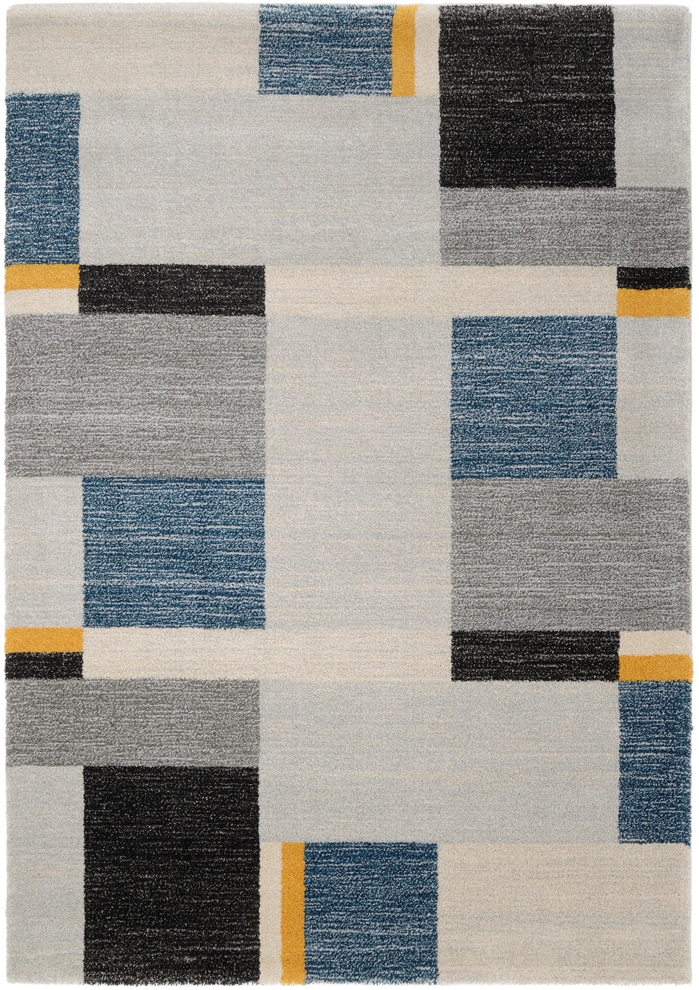 Novel Webteppich Palazzo Bloc Blau, Gelb, Grau 240x340 cm