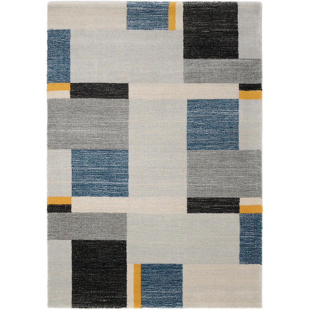 Webteppich Blau/ Gelb/ Grau Palazzo Bloc 240x340 Cm